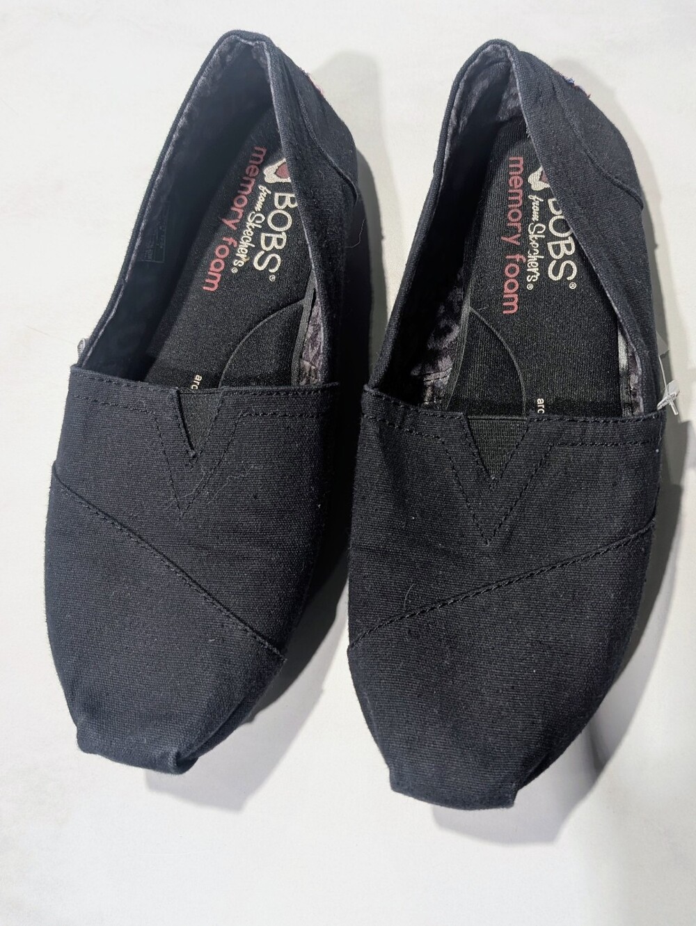 BOBS from Skechers Black Canvas Slip-On Flats